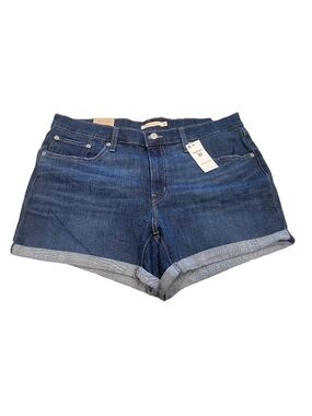 Levis Woman’s 33 Mid Length Blue Denim Roll-Cuff Shorts NWT